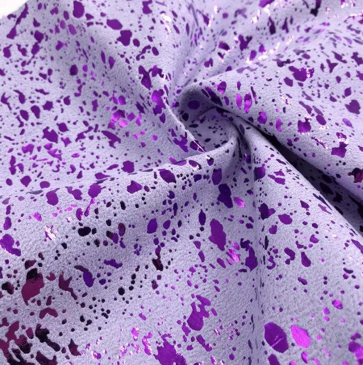 Metal Irregular Spots Pattern Foil Print Polyester Suede Velvet Fabric